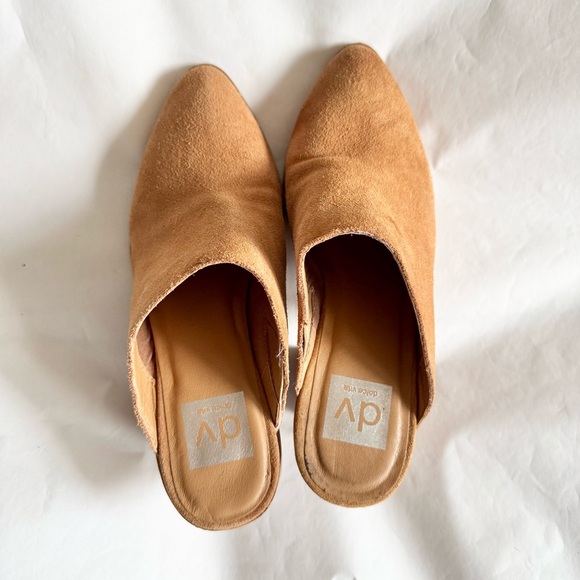 DV by Dolce Vita Women's Size 6.5 Filomina Tan Brown Leather Mules Stacked Heels - Picture 6 of 8